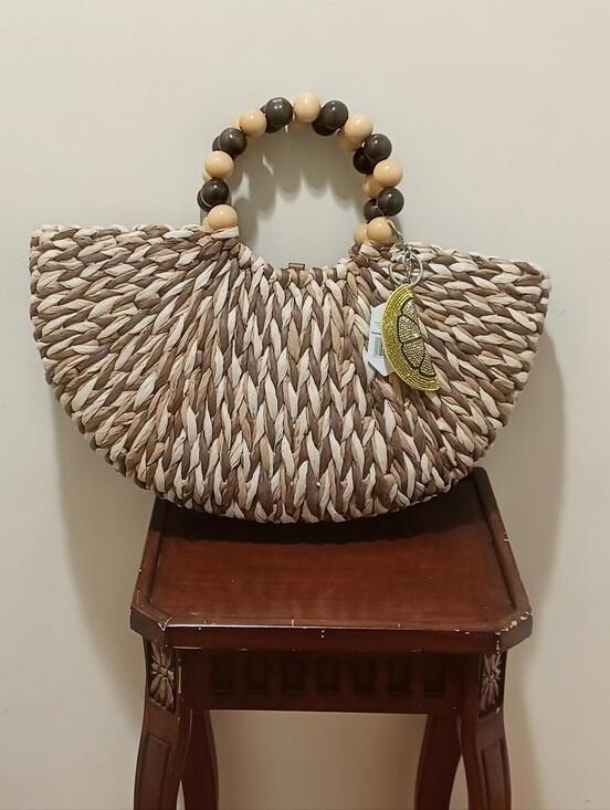 INC International Concepts Handbags - INC Beach/Summer Chic Woven Tote with Lemon Charm